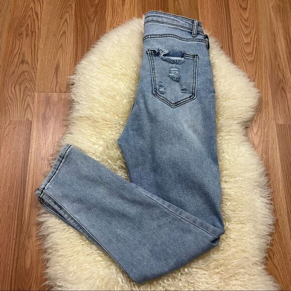 Blue B Buckle Light Wash Distressed High Waist Skinny Jeans L - Picture 3 of 9